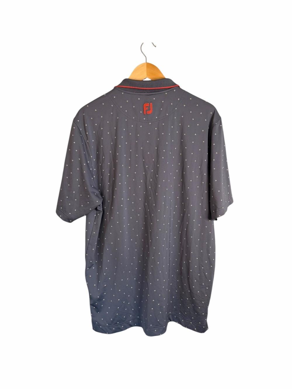 FootJoy Push Play Print Lisle Knit Collar Golf Polo Graphite/White Mens Large - Picture 3 of 9